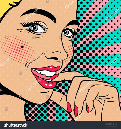 Sexy Blonde Pop Art Woman Squinted Stock Vector Royalty Free 751151761 Shutterstock