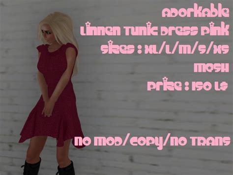 Second Life Marketplace Linnen Tunic Dress Pink
