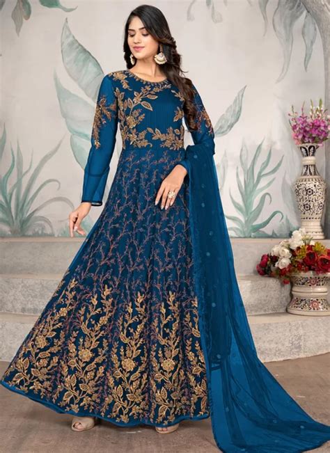 Royal Blue Heavy Fully Designer Embroidered Work Wedding Special