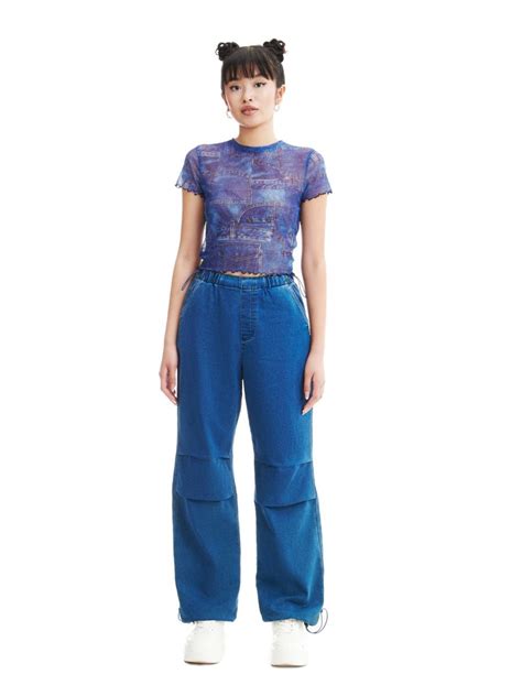 Ciemnoniebieskie Jeansy Parachute CROPP 3293W 55J