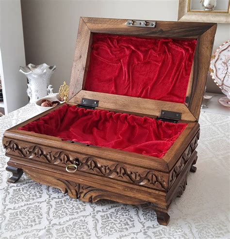 Jewelry Box Wood Treasure Chest Jewelry Chest Jewellery Box Wooden Jewelry Box Large