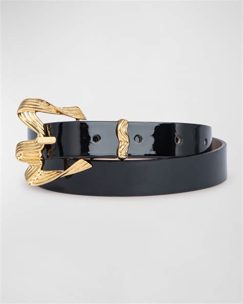 By Far Moore Kraft Semi Patent Leather Belt Neiman Marcus