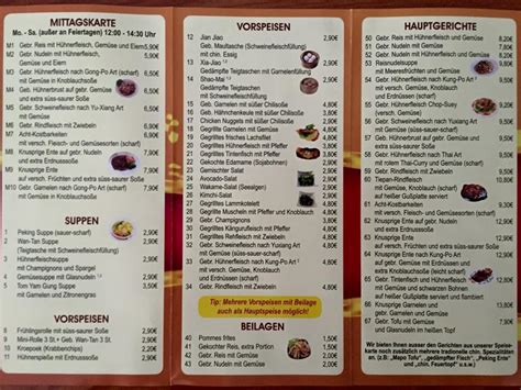 Menu At Chinesisches Restaurant Neue Drachen Limeshain