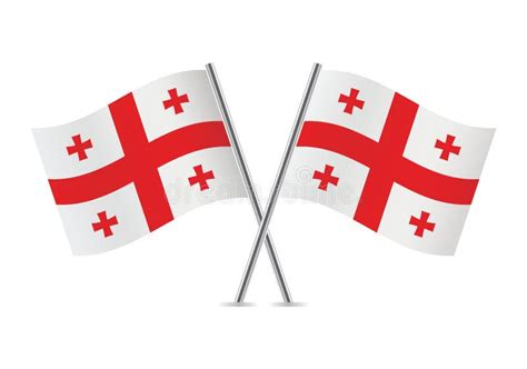 Georgia Crossed Flags Georgian Flags On White Background Stock Vector