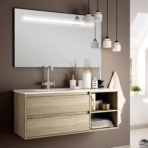 Meuble De Salle De Bain Vasque D Port E Tiroirs Olympe Et Miroir Led