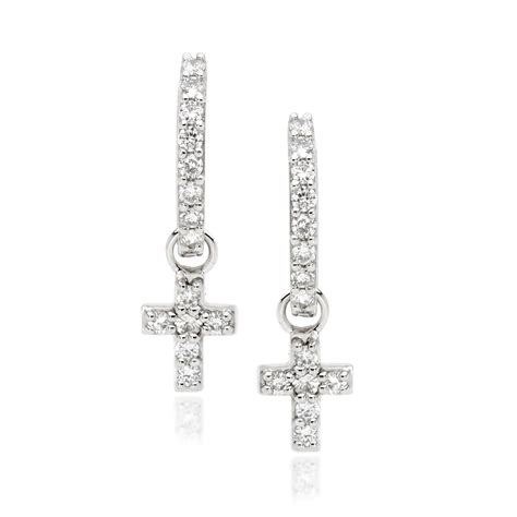 Diamond Cross Hoop Earrings House Of Kdor