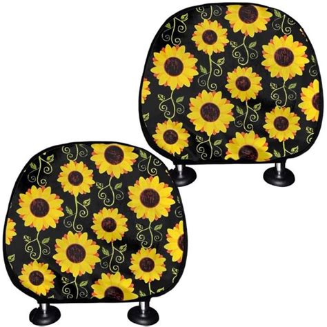 Lot de 2 housses d appui tête de tournesol vintage pour voiture