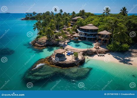 A Stunning Aerial View Of A Tropical Island Stock Photo Image Of