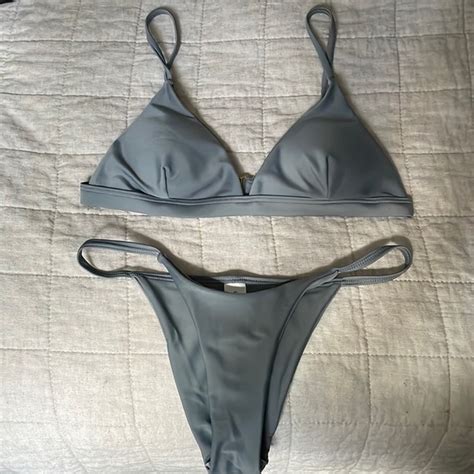Swim Light Grey Cheeky Bikini Set Poshmark