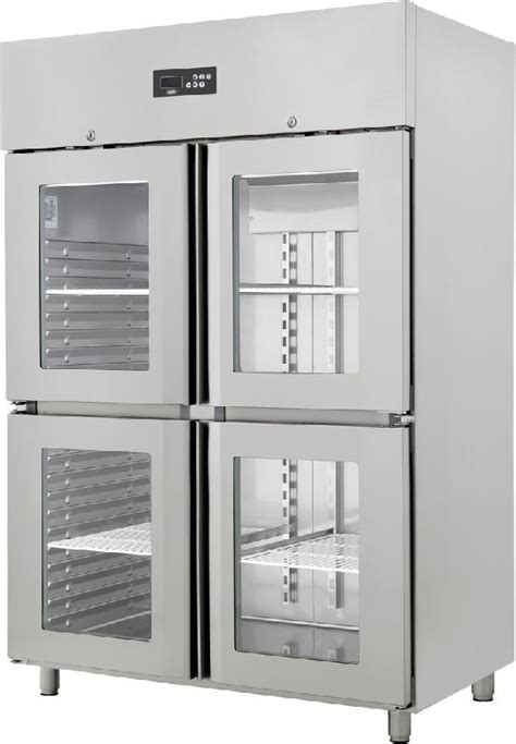 Armoire réfrigérée inox 4 demi portes vitrée 1410 l négative OZ1400P