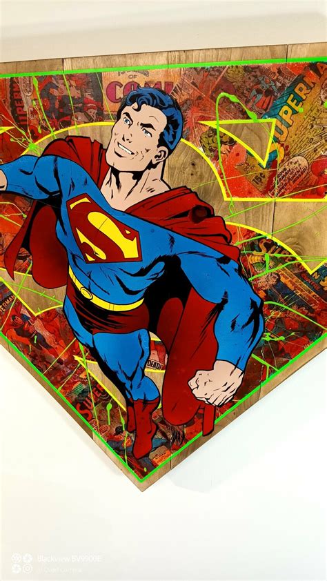 Superman Von Maxime Andriot Malerei Acryl Filz Auf Holz