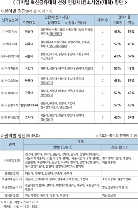 ‘디지털 혁신공유대학 8개 연합체 선정46개 대학 사업 수행