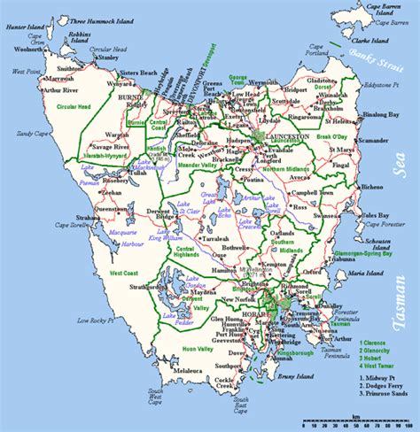 Tasmania Map - TravelsFinders.Com