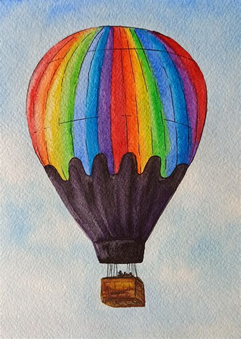 Hot Air Balloon Painting Flight Painting Watercolor Original | Etsy