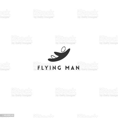 Hand Drawn Vector Icon Of A Flying Man Sky Sports Label Template