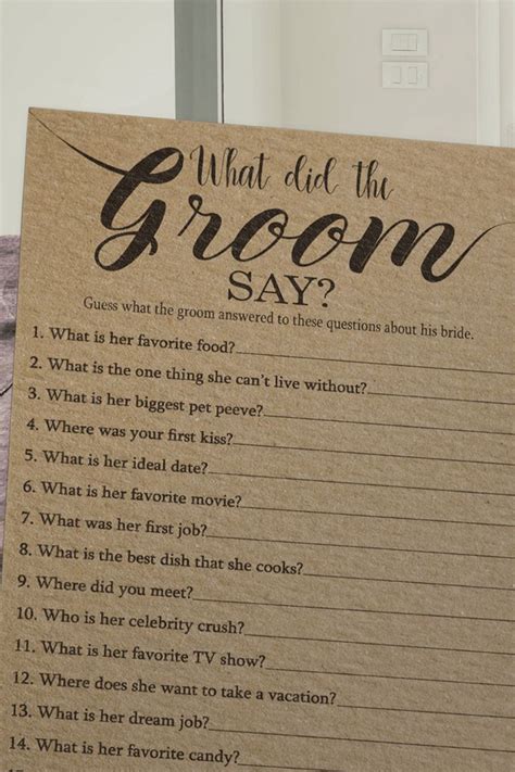 What Did The Groom Say About His Bride Game Printable Etsy Bridal