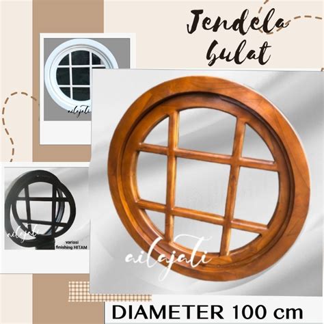 Jual Kusen Jendela Bulat Gaya Eropa Buka Putar Kayu Jati Diameter