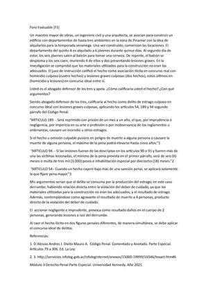 Tema Foro Evaluable F Derecho Penal Parte Especial Este Es