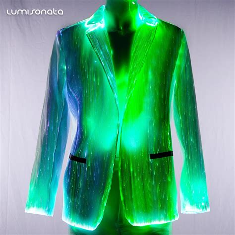 2019 Christmas 7 Color Fiber Optic Clothing Fiber Optic Clothing Led Light Up Jacket For Men