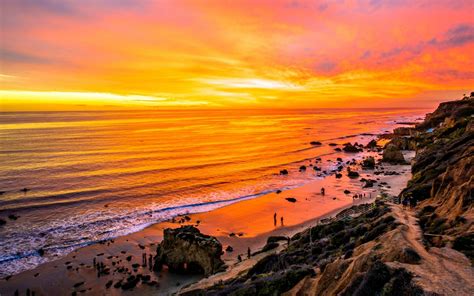 Sunset Malibu Beach California Wallpapers Wallpaper Cave