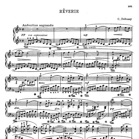 Debussy - Rêverie L 68 Claude Debussy Reverie Solo Piano Sheet Music