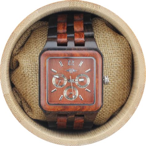 Engraved Red Sandalwood Mens Square Watchwood Watchpersonalized Wood Watchmen Watchfiance