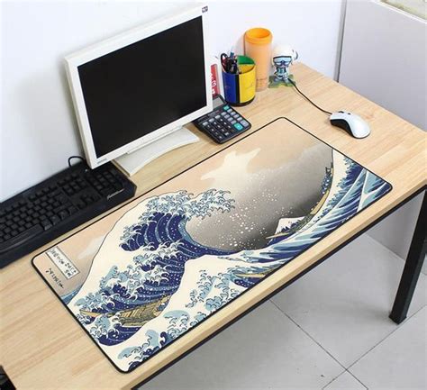 Great Wave Of Kanagawa Desk Mat Japan Ocean Sea Large Mouse Etsy