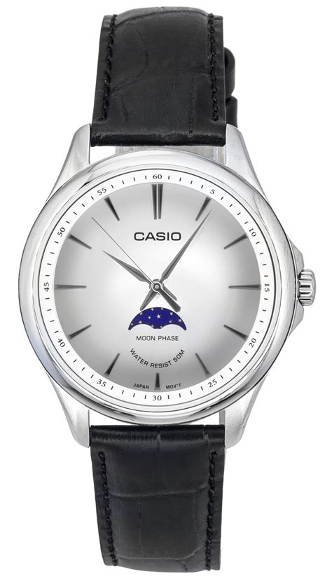 Reloj Casio Anal Gico Est Ndar De Fase Lunar Con Correa De Cuero