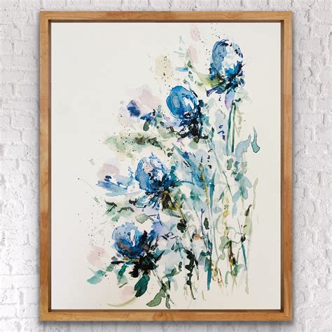 Blue And Purple Scottish Thistle Watercolor Print Blues Thistle Floral