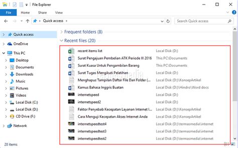 Menghapus Daftar File Recent Items List Di Windows 10