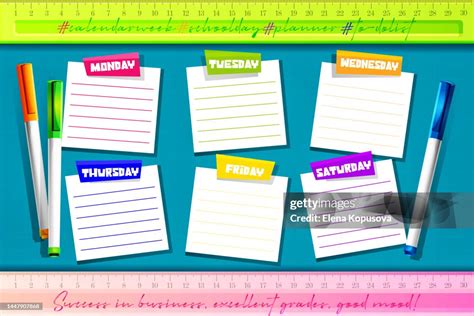 Weekly Diary Planning Concept In School Style Todo List For The Week In ... 