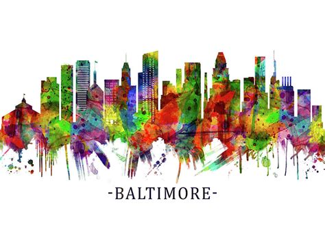 Baltimore Maryland Skyline Mixed Media By Nextway Art Fine Art America