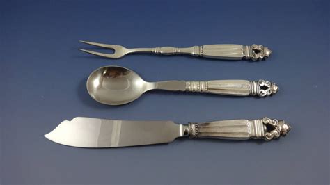 Acorn By Georg Jensen Sterling Silver Dinner Flatware Set Service Of