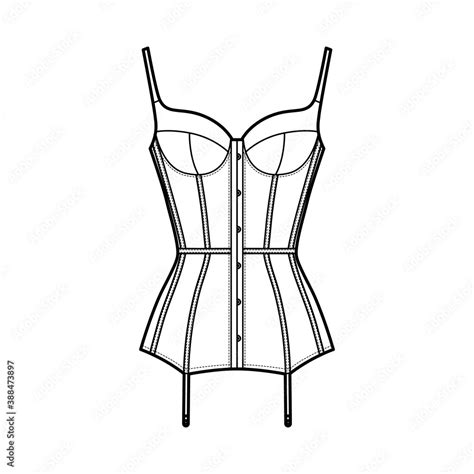 Corselette Bustier Marry Widow Lingerie Technical Fashion Illustration