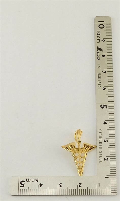 14k Yellow Gold Caduceus Medical Symbol Pendant Ebay