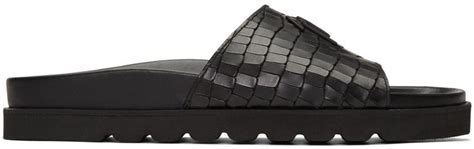 Giuseppe Zanotti Crocodile Embossed Leather Pool Slides In Black