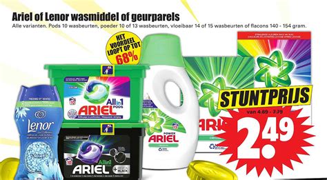 Ariel Of Lenor Wasmiddel Of Geurparels Aanbieding Bij Dirk Folders Nl