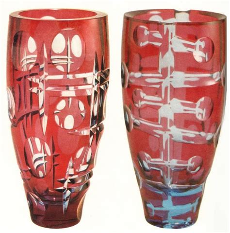 Czech Glass Ruby And Amethyst Vase From Dual Collection Designed By Karel Wunsch In Novy Bor For