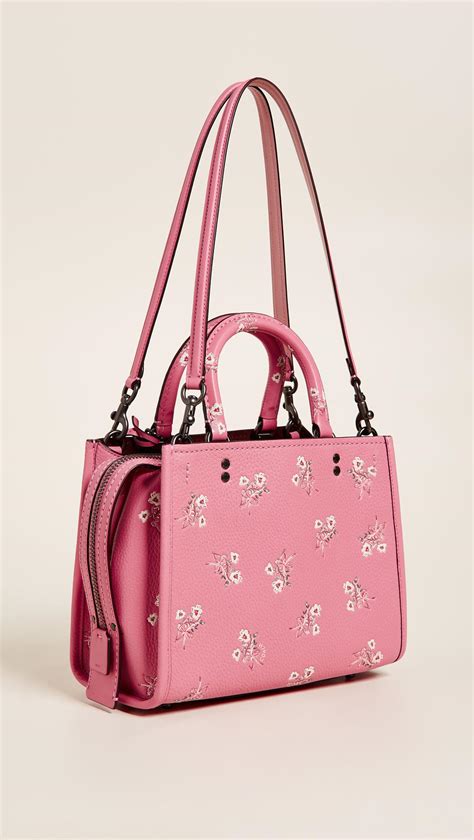 COACH Leather Floral Bow Print Rogue Bag 25 In Bright Pink Pink Lyst