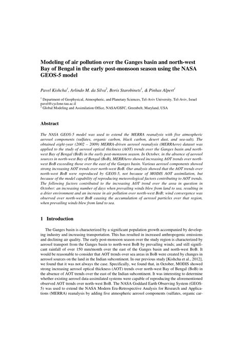 (PDF) Modeling of Air Pollution over the Ganges Basin and North-West ...