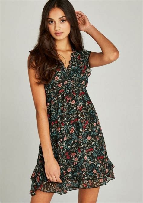 Apricot Druckkleid Folk Floral Ditsy Dress 1 Tlg Lagenlook