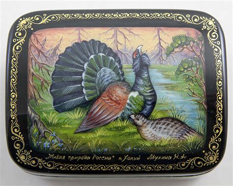 Шкатулка "Живая природа России" 8х6,5х6см арт. 1396 село Холуй