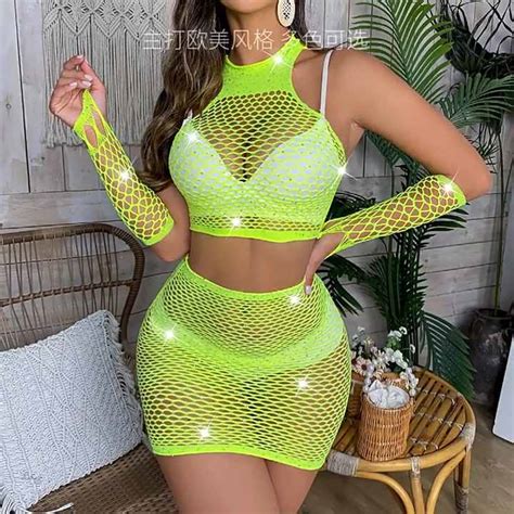 Wholesale Sexy Fishnet Girl Black Bodystocking Women S Lingerie Fishnet Bodysuit Sparkle
