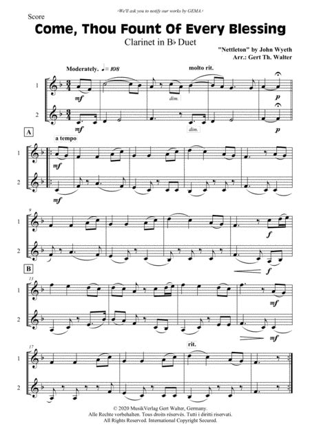 Come Thou Fount Of Every Blessing Sheet Music Nettleton By John