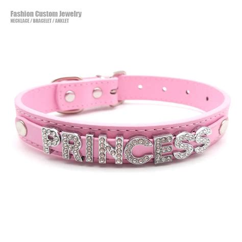 Sexy Pink Leather Collar Letters Daddy Princess Choker Necklace Cute Adult Sex Bdsm Ddlg Cosplay