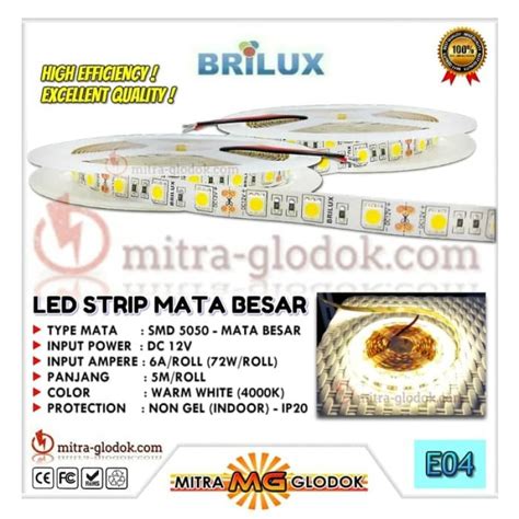 LED Strip Brilux SMD 5050 Mata Besar IP 20 Indoor Warm White