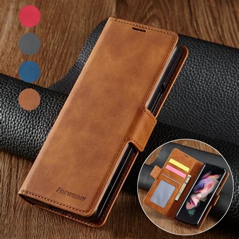 Estojo De Couro Magn Tico Para Samsung Galaxy Z Capa Anti Drop Empresarial Flip Wallet