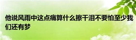 他说风雨中这点痛算什么擦干泪不要怕至少我们还有梦草根科学网