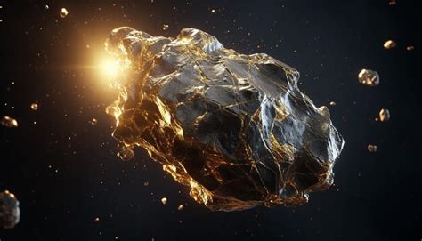 Premium AI Image | Asteroid made of pure gold in space realistic