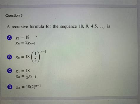 Answered Question 5 A Recursive Formula For The Bartleby